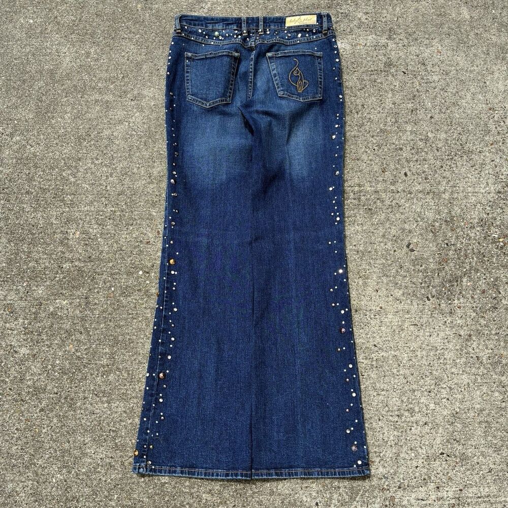 Vintage Baby Phat Jeans Women's 11 Denim Rhinestone Embroidered Flare Bootcut